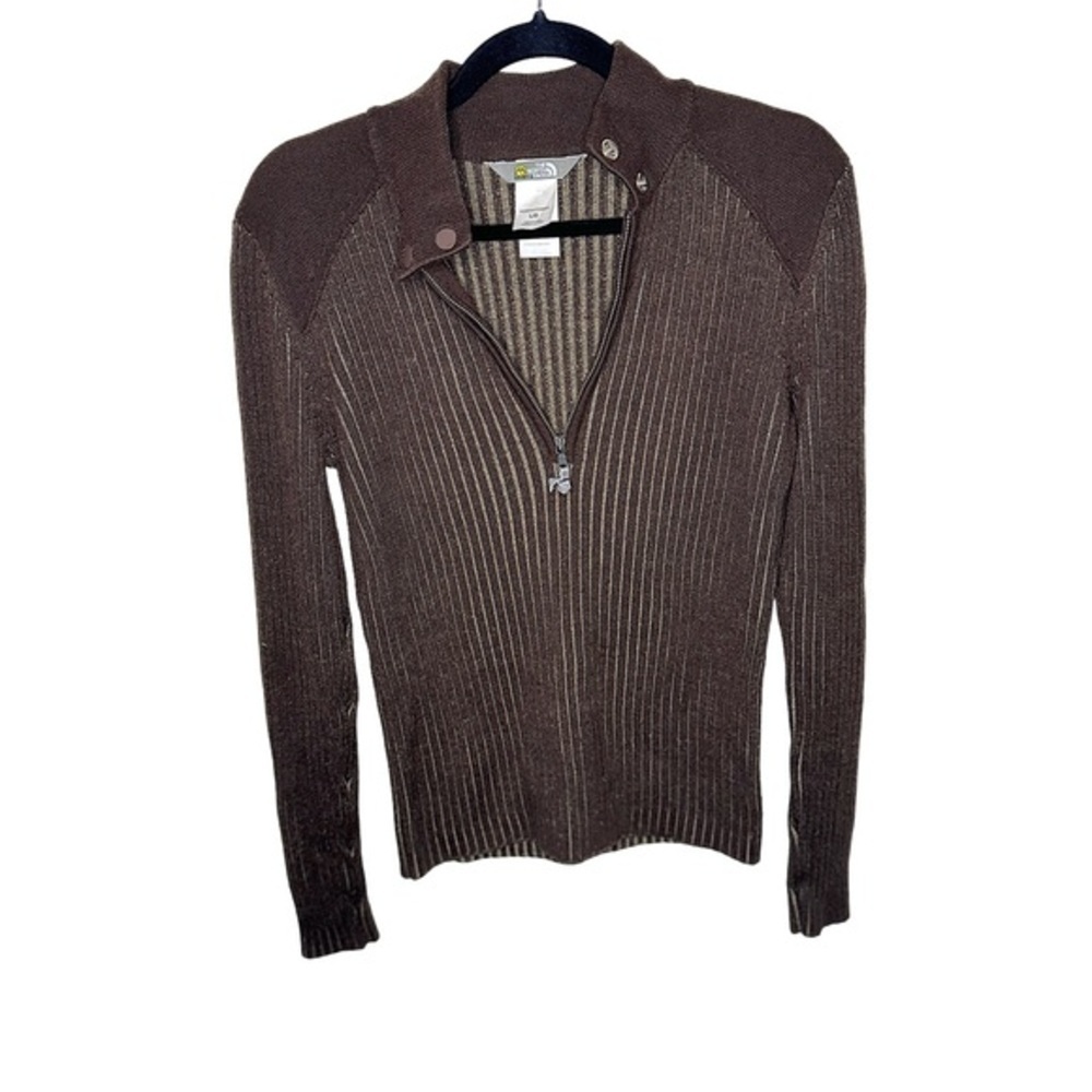 The North Face Brown Ribbed Wool 1/4 Zip Sweater A5 Series - Women's Size Large